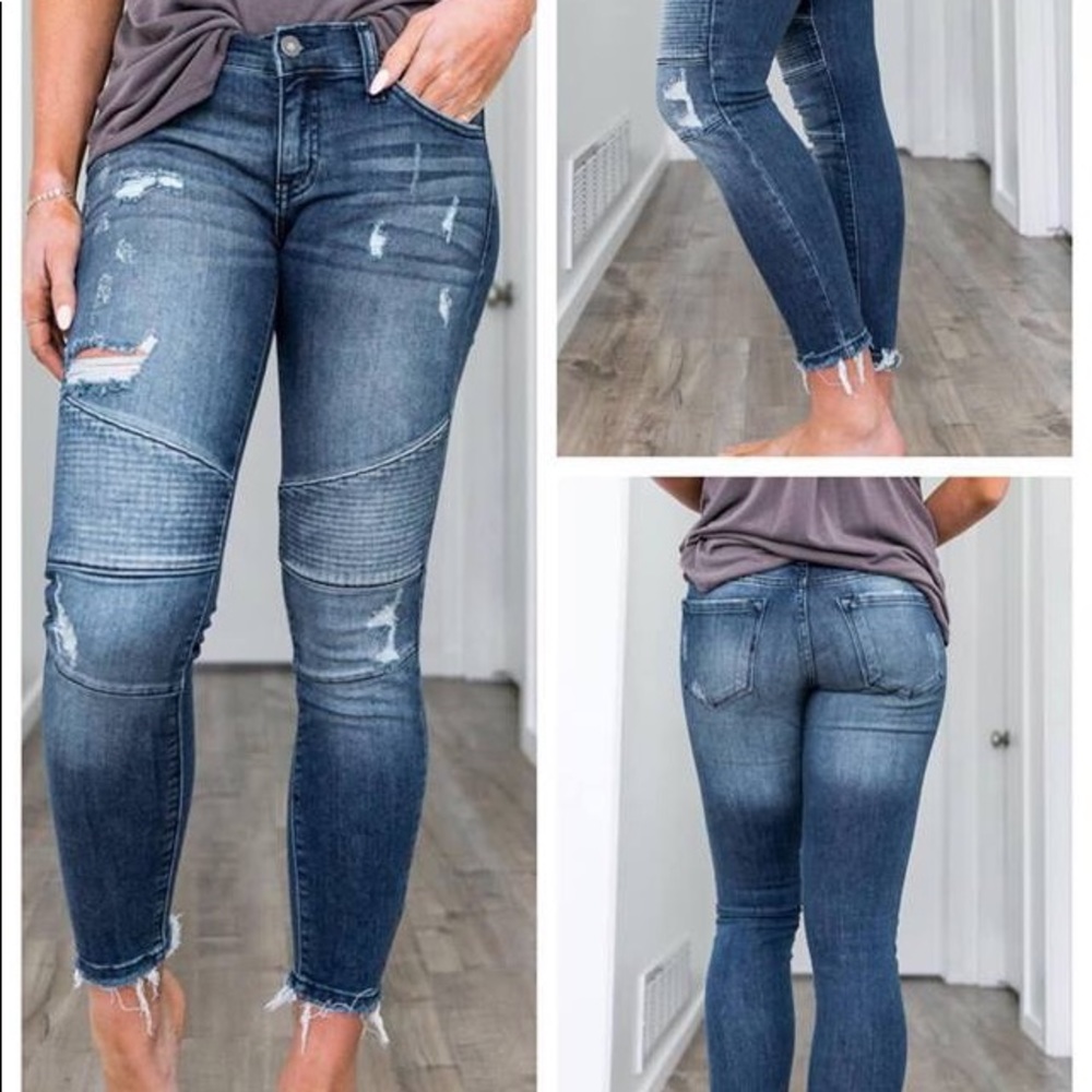 NWT KanCan Moto Jeggings w/ fryd hem
